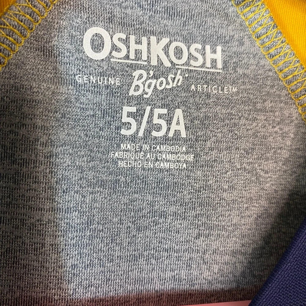 OshKosh B'Gosh Gray Blue & Yellow Long Sleeve Shirt